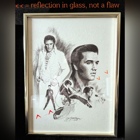 Rare '77 Elvis Presley 5 image Signed &Sketch by Glen Fortune Banse +mount/frame - Picture 2 of 16
